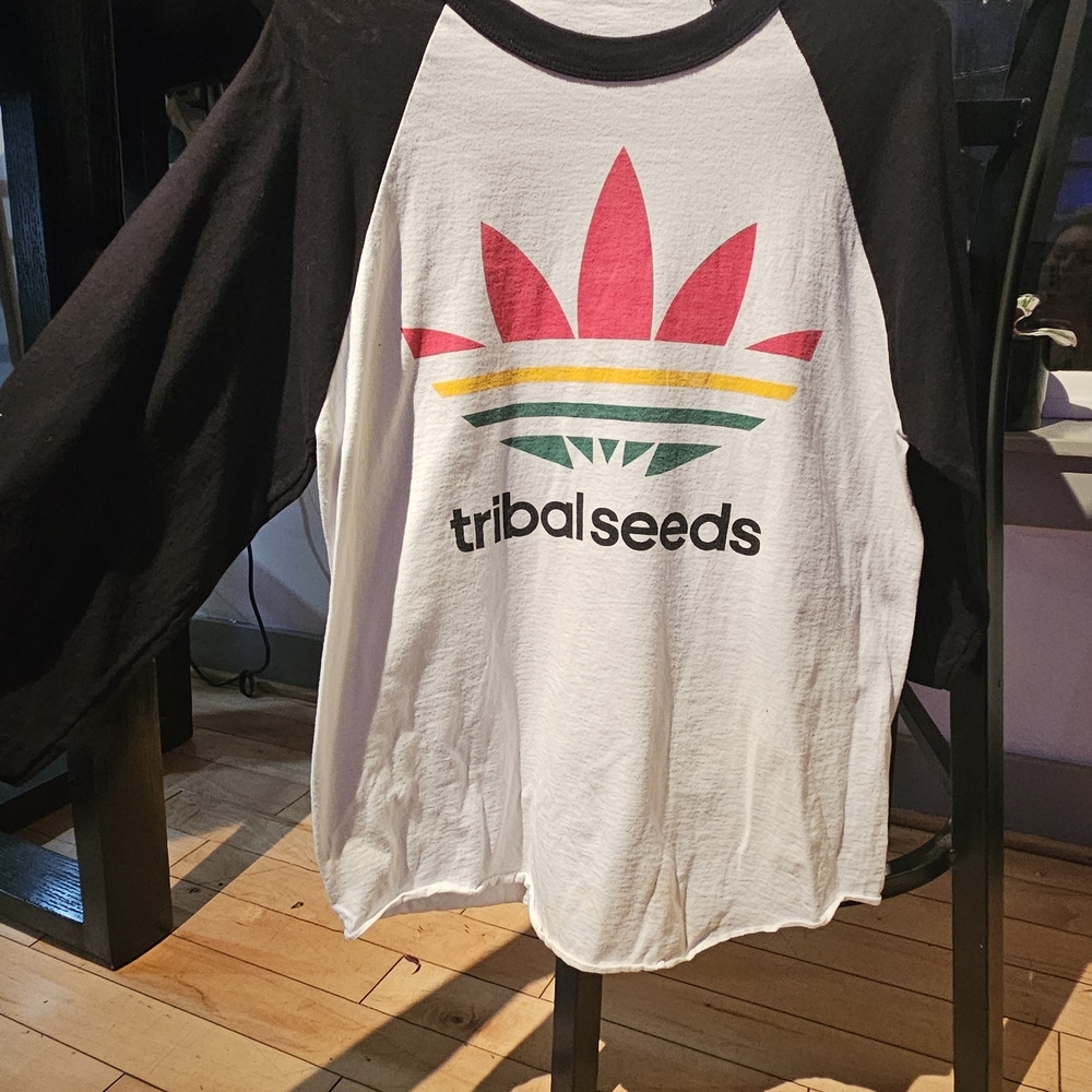 Adidas Tribals Seeds Throw Back 3/4 Baseball Tee - Black and White